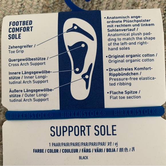 BIRKENSTOCK MENS NEW BLACK COTTON POLY ELASTANE FOOTBED COMFORT SOLE SOCKS 12-14 - Picture 13 of 14